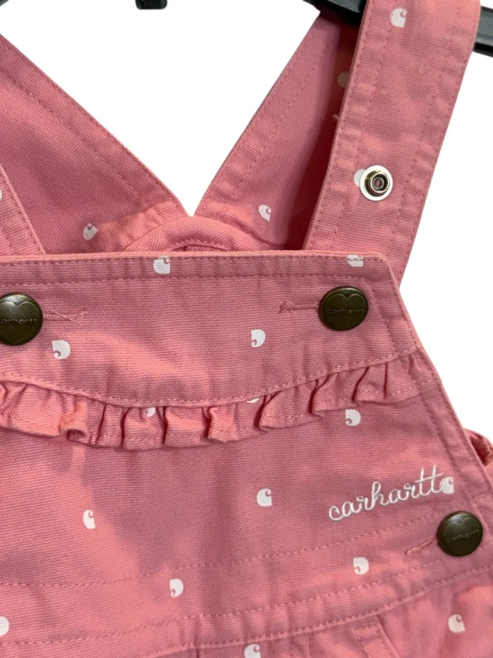 Carhartt Rose Pink White Polka Dots Ruffle Pocket Shortails